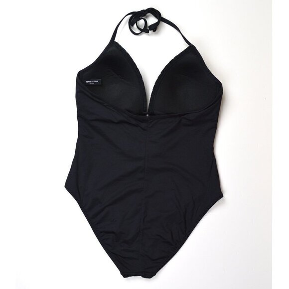 Kenneth Cole Plunge Font Keyhole Halter Swimsuit - Picture 4 of 7